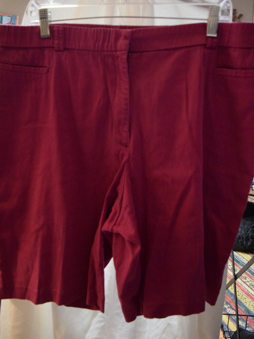 George "Think Slim" Twill Walking Shorts, Fuchsia, Size 18W